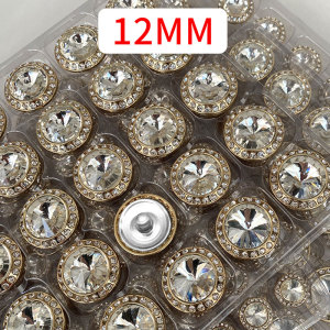 12MM metal inlaid water drill snap button charms