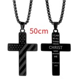 American flag necklace cross hip hop stainless steel necklace