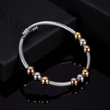 Adjustable spring twist chain stainless steel tricolor bead bracelet