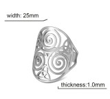 Stainless steel tornado Celtic knot cut-out pattern opening adjustable ring