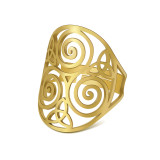 Stainless steel tornado Celtic knot cut-out pattern opening adjustable ring