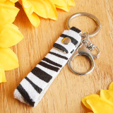 Leopard Zebra Cow Camo Leather Horse Hair Handmade Key Chain Bag Pendant genuine leather