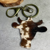 Keychain Western cow-headed horsehair leather pendant genuine leather