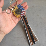 Key chain Western cowboy American Independence Day cactus sunflower tassel key case