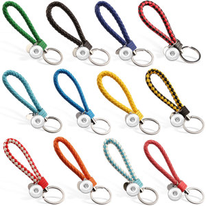 PU hand-woven automobile leather rope gift key chain 20MM Snaps button jewelry wholesale