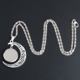 Star Baby Stitch Glass Moon Pendant Necklace