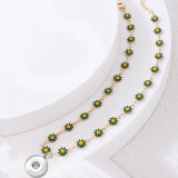 Oil dripping small daisy flower collarbone chain necklace women Bohemia style versatile fashion necklace 18MMSnaps button jewelry wholesale