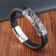 21CM Cross Stainless steel genuine leather woven bracelet