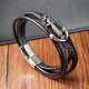 21CM anchor Stainless steel genuine leather woven bracelet