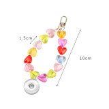 Acrylic peach heart bracelet love car key chain 18MM Snaps button jewelry wholesale