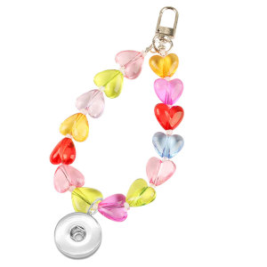 Acrylic peach heart bracelet love car key chain 18MM Snaps button jewelry wholesale