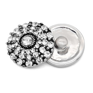 20MM Tree of Life rhinestone Black and white snap button charms