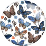 20MM Colorful Butterfly  Print glass snaps buttons  DIY jewelry