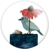 20MM bird  Print glass snaps buttons  DIY jewelry