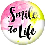 20MM words Smile to life Print glass snaps buttons  DIY jewelry
