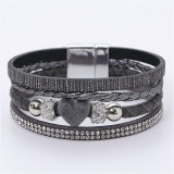 Leather woven bracelet love fashion magnetic buckle bracelet