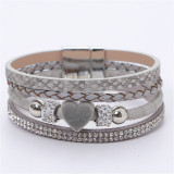 Leather woven bracelet love fashion magnetic buckle bracelet
