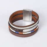 Magnet buckle bracelet alloy point drill multilayer combination bracelet