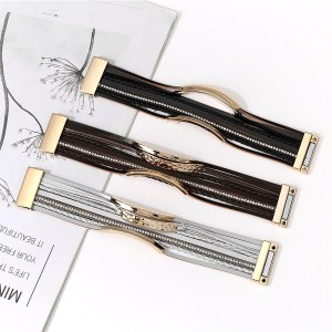 Square copper tube multi-layer PU manual magnetic buckle leather bracelet