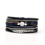 Soft clay dot drill multi-layer personalized leather bracelet magnetic buckle