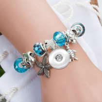 18MM Snaps button jewelry wholesale Sea turtle big hole bead Diy crystal bead glass bead bracelet