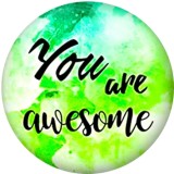 20MM words Smile life Print glass snaps buttons  DIY jewelry