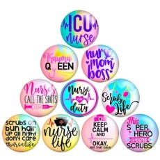 20MM Nurse Print glass snaps buttons  DIY jewelry