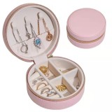 Round jewelry storage box earrings jewelry storage box travel portable pu leather earrings jewelry packaging box