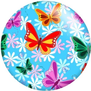 20MM Colorful Butterfly  Print glass snaps buttons  DIY jewelry
