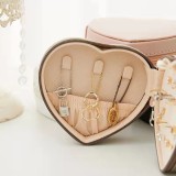 PU leather small heart-shaped jewelry storage box portable earrings earrings jewelry packaging box