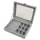 Jewelry storage box Exquisite small flannelette single layer lockable jewelry box with cover glass dustproof jewelry box