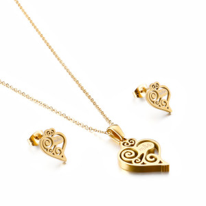 Stainless steel heart-shaped hollow letter mama Mother's Day gift necklace earring set