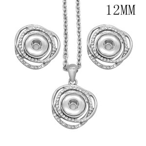 Three-piece earring pendant necklace 45cm long fit 12 Snaps button jewelry wholesale