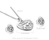 Stainless steel heart-shaped necklace earring set Mother's Day gift