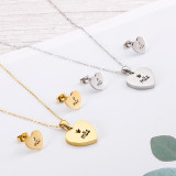 Stainless Steel Mother's Day Gift Love Hollow Necklace Earring Set