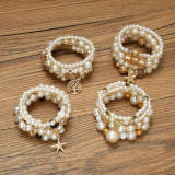 Pearl bracelet metal spacer bracelet starfish life tree pearl pendant bracelet elastic suit