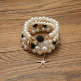 Pearl bracelet metal spacer bracelet starfish life tree pearl pendant bracelet elastic suit
