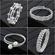 Rhinestone pearl multilayer bracelet wrapped bracelet multiple rows of pearl Rhinestone bracelet