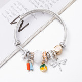 stainless steel DIY pearl crystal beaded dragonfly bracelet