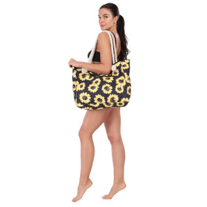 Large-capacity beach bag portable cross-body fashionable printed women's canvas one-shoulder handbag