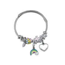 Stainless steel bracelet Bohemian holiday style bracelet female DIY handmade beaded rainbow bracelet love pumpkin car