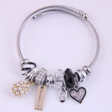 Stainless steel wire pearl bracelet bracelet hand beaded crystal full diamond heart adjustable size