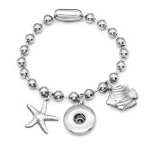 Stainless steel Starfish shell love fish bracelet is suitable for 20MM Snaps button jewelry wholesale