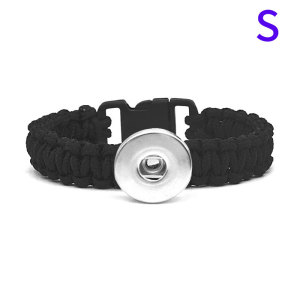 19CM  Handmade Lifesaving rope black line bracelets fit 20mm snaps chunks Snaps button jewelry wholesale