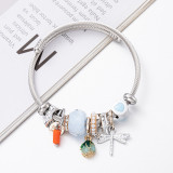 stainless steel DIY pearl crystal beaded dragonfly bracelet