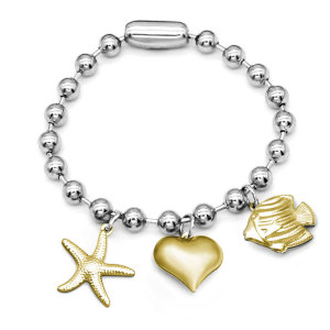 Stainless steel Starfish shell love fish bracelet