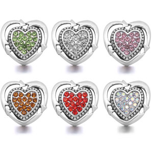 20MM Love design Rhinestone  Metal snap button charms