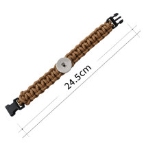 24.5CM  Handmade Lifesaving rope brown line bracelets KC0271 fit 20mm snaps chunks