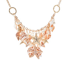 Starfish pearl conch alloy necklace