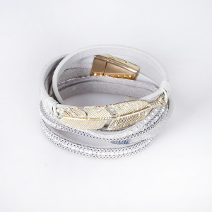 Leaf alloy woven bracelet magnetic buckle leather bracelet